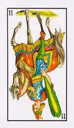 Carta invertida del caballo de bastos